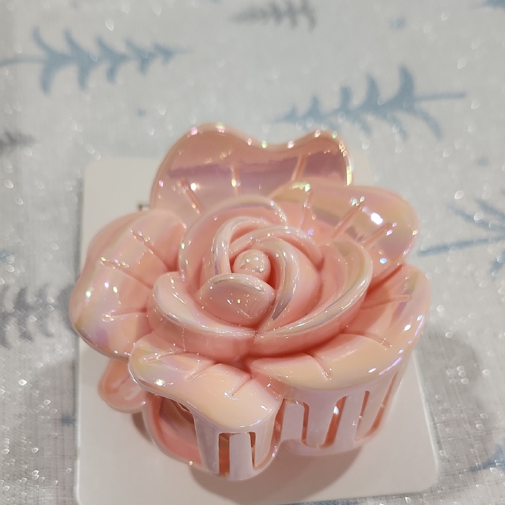 Pink Rose Hair Clip